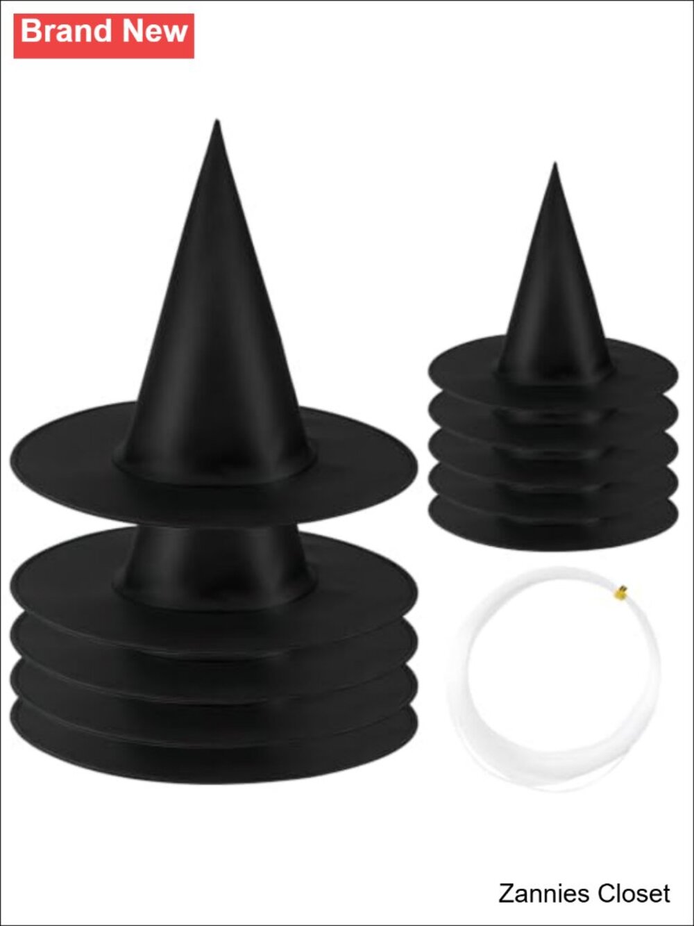 ๐ป 10Pc Hanging Witch Hat Set Oxford Fabric Halloween Decor Wizard Hats - Picture 2 of 6